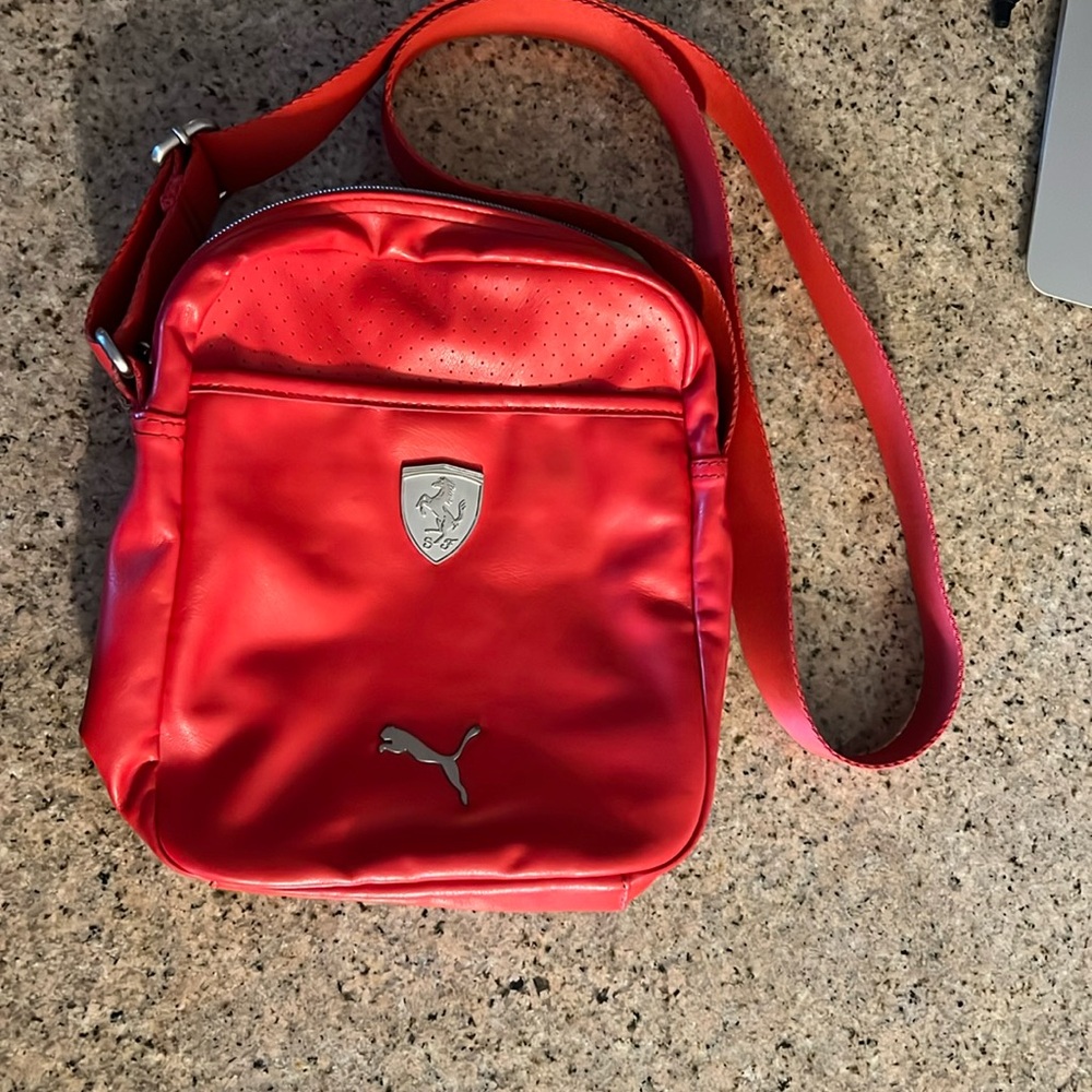 Ferrari Puma red leather bag purse